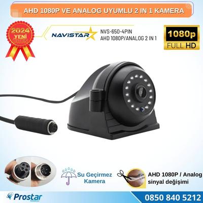 Metal Kasa AHD 1080P ve Analog Pal Çevirilebilir 4 Pin Gece Görüşlü Yan, Ön ve Arka Uyumlu Full HD Kamera