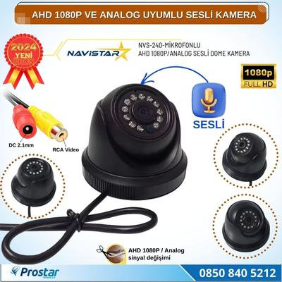 Mikrofonlu AHD 1080P ve Analog Pal Çevrilebilir Plastik Mini Dome Araç Kamerası