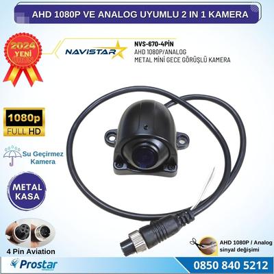 Metal Mini Kasa AHD 1080P ve Analog Pal Çevirilebilir 4 Pin Starlight Gece Görüşlü Yön Ayarlanabilir Araç Kamerası