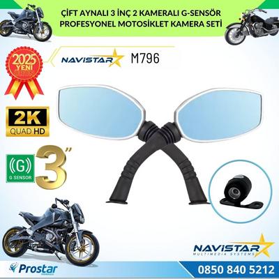 Motosiklet için 3 inç Aynalı Çift Kameralı 2K 1440P WIFI GPS Kamera Seti