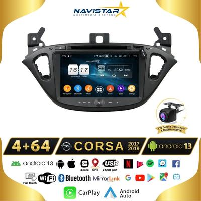 Opel Corsa 2017-2019 Model 4+64 GB Android 13 Kablosuz Carplay Navigasyon Multimedya Sistemi 