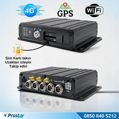 SD Kartlı Uzaktan izlemeli 4 Kanal 1080P GPS 4G WIFI  E5204 Profesyonel Mobil DVR Kayıt Cihazı