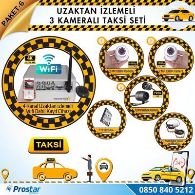 Taksi Kamera Seti 6 Uzaktan Izlemeli 3 Kameralı Wifi 1 Tb Harddisk Dahil