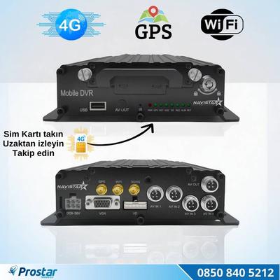 Uzaktan izlemeli 4 Kanal 1080P GPS 4G WIFI  B6204 Profesyonel HDD/SD Mobil DVR Kayıt Cihazı