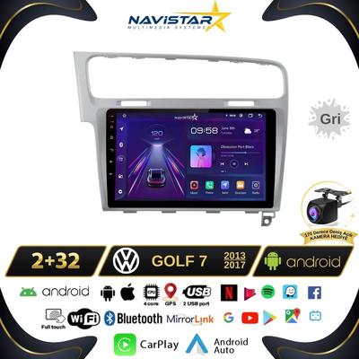 Vw Golf 7 Gri Çerçeve Kablosuz Carplay 2+32 GB Android 13 Navigasyon Multimedya Sistemi